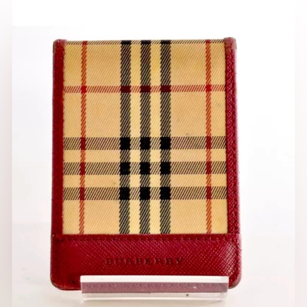Burberry Oxblood Novacheck Bifold Card Wallet